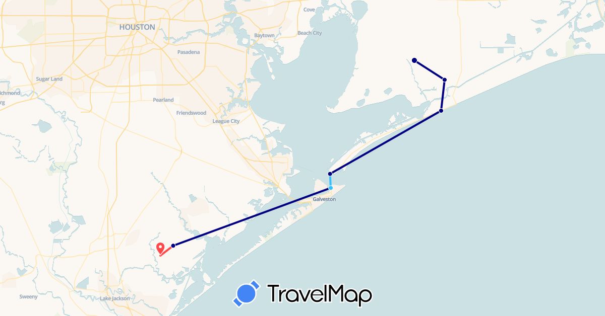 TravelMap itinerary: driving, hiking, boat in United States (North America)
